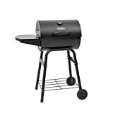 Char-Griller® King-Griller Gambler Charcoal Grill and Smoker with Damper Smoke Control, Cast Iron Grates, and Side Shelf, 315 Cooking Square Inches in Black, Model E1416