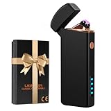 Gifts for Him Her Men Boyfriend Husband, Coquimbo Electric Lighter USB Rechargeable Windproof Lighter, Flameless Dual Arc Plasma Lighter for Household Candle Incense Fireplace (Black)