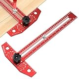 Preciva 13” Carpenter Square Ruler (1/16" Scale) - Foldable Aluminum Alloy T Square with Imperial and Metric Scales, Multi-Purpose Woodworking Square Ruler for Measure Angles, Position, Draw Lines