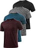 Ullnoy 4 Pack Men's Dry Fit T Shirt Moisture Wicking Athletic Tees Exercise Fitness Activewear Short Sleeves Gym Workout Top Black/Dark Gray/Navy/Wine Red L