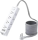 Surge Protector Power Bar - 10 FT Extension Cord, Power Strip with 12 Widely AC Outlet 3 USB, Flat Plug, Wall Mount Overload Protection, 1050J, Desk Charging Station for Dorm Home Office