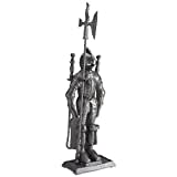 Lizh Metalwork Dark Knight Fireplace Tool Set,Black Cast Iron