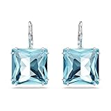 Swarovski Millenia drop earrings, Square cut, Blue, Rhodium Finished