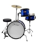 StarQuest SQ-DS-JR3-MBL Junior 3-Piece Drum Set – Premium Metallic Blue Finish – Perfect for Young Drummers and Beginners