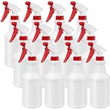 12 Pack Plastic Spray Bottles, 16 oz/ 500 ml Refillable Empty Spray Bottle, Leakproof Adjustable Nozzle Stream/Mist Sprayer Bottle for Cleaning Solutions, Gardening, Hair, Plant