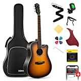 Donner 41-inch Adults Acoustic Guitar, 4/4 Size Cutaway Acoustique Guitare Starter Bundle Kit with Gig Bag Strap Tuner, Sunburst, DAG-1CS/DAD-160CS