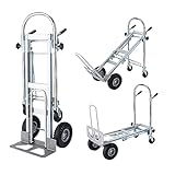 ExGizmo 3 in 1 Aluminum Hand Truck,Heavy Duty Hand Cart,Convertible Hand Truck with Handle,Dolly Cart for Moving with 4 Durable Wheels,1000 LBS Load Capacity