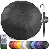 Royal Walk Windproof Large Umbrella for Rain 54 Inch Automatic Open for 2 Persons Wind Resistant Big Golf Umbrellas for Adult Men Women Classic Wooden Handle Fast Drying Strong 16 Ribs Travel 120cm