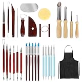 28PCS Pottery Tools,LAMPTOP Ceramic Clay Tools Polymer Clay Tools Set, Wooden Pottery Clay Sculpting Tools Set for Potters Beginners Professionals Arts Crafts