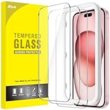 JETech Screen Protector for iPhone 15 6.1-Inch, Tempered Glass Film with Easy Installation Tool, Case-Friendly, HD Clear, 3-Pack