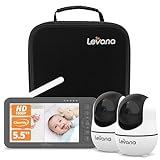 Levana Nala Video Baby Monitor No WiFi, 2X 1080P PTZ Cameras, 5.5”1080P Monitor, Night Vision, 1000ft Range, 5000mAH Battery, Carrying Case, 2 Year Warranty