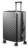 LUGGEX 24 Inch Luggage with Wheels - Expandable Polycarbonate Hard Shell Medium Checked Suitcase - Aluminum Corner for Hassle-Free Travel (Black Luggage)