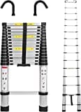 20.34 FT Telescoping Ladder Aluminum Telescopic Ladder with 2 Detachable Hooks and Non-Slip Feet,6.2m Collapsible Ladder Multi-Purpose Ladders for Home Use and Outdoor Working,330 Lb Capacity,EN131