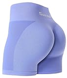 Sunzel Butt Scrunch Workout Shorts, Womens 5 Inch Seamless Butt Lifting High Waist Biker Shorts Stretch Spandex Booty Short Pockets for Gym Yoga Running Biking Cycling Lilac