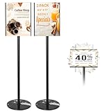 HANPIU 2 Pack Sign Holder 8.5 x 11 Inch Poster Sign Stand - Rotating Sign Display Stand for Business Store Supermarket Advertising Signs Holder Floor Stand Adjustable Sign Holders Stand Vertical and Horizontal View