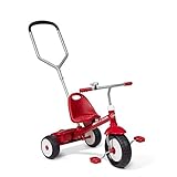 Radio Flyer Deluxe Steer & Stroll Kids Tricycle, Toddler Trike for Ages 2-5, Red