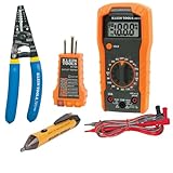 Klein Tools 81021 Electrical Tester Tool Kit with Multimeter, Non-Contact Voltage Pen, Receptacle Tester, Wire Stripper/Cutter, 4-Piece