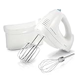 Hamilton Beach 6-Speed Electric Hand Mixer with Whisk, Traditional Beaters, Snap-On Storage Case, White