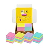 Post-it Super Sticky Notes, 3x3 in, 24 Pads/Pack, 70 Sheets/Pad, Assorted Bright Colors, Aqua Splash, Acid Lime, Tropical Pink and Iris Infusion (654-24SSMXSIOC)