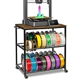 ikkle 3D Printer Filament Storage Rack, 360° Rolling Filament Spool Holder with Wheels, 3-Tier Metal Shelf for PLA/ABS/TPU/Nylon, 3D Printer Accessories Organizer for 3D Printing Studio, Workshop