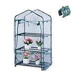 SunStream Mini Greenhouse Small Plant Greenhouses,Transpatent 3 Tier Portable Garden Green House for Outdoor&Indoor Germination Seeding, 27x19x50 Inch for Seedlings, Tropical Plants, 3 Clamps Included