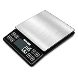 Food Kitchen Scale NEXT-SHINE Rechargeable Digital Scale with LCD Backlit Display and Protective Tray, 5kg x 0.1 for Baking Cooking Meal Prep Parcel, Large Stainless Steel Weighing Platform