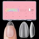 AILLSA Nail Tips Short Almond Soft Gel Tips 450PCS Pre-shaped Matte Full Cover Press On Nails Almond Fake Nail Tips False Gelly Nails for Soak Off Nail Extensions Portable Box for Nail DIY 15 Sizes