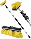 DOCAZOO Docapole Bristle Brush - Broom Heads/Floor Scrub Brush/Deck Brush/Car Wash Cleaning Brush (Medium Brush with 12 ft Extension Pole)