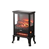 TURBRO Suburbs TS17Q Infrared Electric Fireplace Stove, 19" Freestanding Stove Heater with 3-Sided View, Realistic Flame, Overheating Protection, CSA Certified, for Small Spaces, Bedroom - 1500W