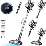 Cordless Vacuum Cleaner: 450W 38K Pa with LED Display,Up to 55 Mins Runtime,Anti-Tangle Rollor,Cordless Stick Vacuum,Ultra-Lightweight Handle Vacuum Cleaners for Home Pet Hair Hard Floors Carpet