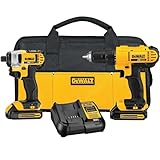 DEWALT 20V Max Cordless Drill Combo Kit, 2-Tool (DCK240C2),Yellow/Black Drill Driver/Impact Combo Kit