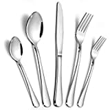 60-Piece Silverware Set, ASKSCICI Stainless Steel Flatware Service for 12, Tableware Cutlery Include Knife/Fork/Spoon, Beading Eating Utensil for Home, Mirror Polished, Dishwasher Safe