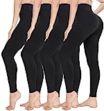 CTHH 4 Pack Leggings for Women-High Waisted Non See-Through Yoga Pants Tummy Control Workout Gym Tights