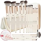 HEYMKGO Makeup Brushes 22Pcs Makeup Brush Set Professional Premium Synthetic Foundation Contour Concealer Eyeshadow Make up Brushes with Case Makeup Remover Pads Makeup Puffs