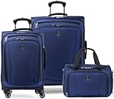 Travelpro Runway 3 Piece Luggage Set, Carry on UnderSeat Soft Tote, with Wheels & Convertible Medium to Large Check-in Expandable, 4 Spinner Wheels, Softside Suitcase, Blue (420223B01)