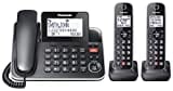 Panasonic DECT 6.0 2-in-1 Corded/Cordless Phone with Answering Machine, Advanced Call Block (1,000 numbers), and Talking Caller ID - 2 Cordless Handset - KX-TGF872CB (Black)