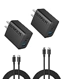 Anker iPhone 16 Charger, USB C Charger Block, 2-Pack 20W Fast Wall Charger for 16/16 Pro/Pro Max / 15 Series/iPad Pro and More, with 2 Pack 5 ft USB-C Cable