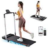 HOMETRO Foldable Walking Pad with Incline, Under Desk Treadmills for Home with 7% Slope, Folding Portable Compact Treadmill 265lbs with Remote Pause, Lubricating Hole, APP & LED Display, No Assembly