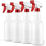 LiBa Spray Bottles (4 Pack,16 Oz), Refillable Empty Spray Bottles for Cleaning Solutions, Hair Spray, Watering Plants, Superior Flex Nozzles, Squirt, Mist Sprayer, Bleach/Vinegar/Rubbing Alcohol Safe