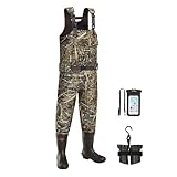 TIDEWE Chest Waders, Hunting Waders for Men Next Camo Evos with 800G Insulation, Waterproof Cleated Neoprene Bootfoot Wader, Insulated Hunting & Fishing Waders (Size 10)