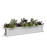 Mayne Fairfield 5ft Window Box - White - Durable Self Watering Resin Planter with Wall Mount Brackets (5824-W)