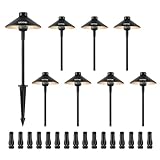 VEVOR 8 Pack Low Voltage Landscape Path Lights, 3W 210LM 12V-24VAC/DC Outdoor LED Pathway Lighting, 3000K Warm White Walkway Lights with Quick Connectors, IP66 Waterproof for Yard Garden Sidewalk