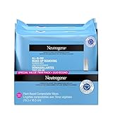 Neutrogena Makeup Remover Facial Cleansing Towelettes, Daily Face Wipes to Remove Dirt, Oil, Makeup & Waterproof Mascara, Gentle, Alcohol-Free, Special Value Twin Pack, Plant Based and Compostable 50 Count