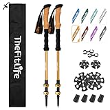 TheFitLife Trekking Poles for Hiking and Walking - Lightweight 7075 Aluminum with Metal Flip Lock and Natural Cork Grip, Walking Sticks for Men, Women, Collapsible, Telescopic, Camping Gear