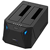 SABRENT 2 Bay Hard Drive Docking Station, Dual SSD HDD 2.5 3.5 inch SATA case Dock, External SSD Enclosure + Power Adapter, Offline cloning, LED Indicator, Tool-Free, USB Cables Included (EC-HD2B)