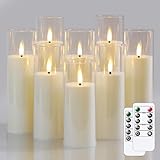 Wroxipel Pack of 8 Flameless Flickering 2.2" x5" 6" 6" 7" 7" 7" 8" 8" Ivory Plastic Candles with Remote, LED Battery Operated Cycle Timer Bulk Long Lasting Realistic Pillar Candles