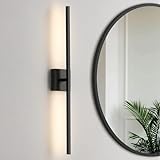 CCYCOL Black Bathroom Light Fixtures 360° Rotatable Black Vanity Lights for Bathroom LED Dimmable 30 inch Modern Wall Sconce with 3500K Warm Light Brushed Bathroom Sconce Over Mirror