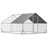 PawHut Metal Chicken Coop, Walk-in Large Chicken Run, Poultry Enclosure for Backyard Hen, Duck, Rabbit with Water- and UV-Protection Cover, for 8-12 Chickens, 9.8' x 13.1' x 6.6'