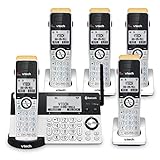 VTech IS8151-5 Super Long Range 5 Handset DECT 6.0 Cordless Phone for Home with Answering Machine, 2300 ft Range, Call Blocking, Bluetooth, Headset Jack, Power Backup, Intercom, Expandable to 12 HS