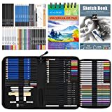 Kalour 76 Drawing Sketching Kit Set - Pro Art Supplies with Sketchbook & Watercolor Paper - Include Watercolor,Graphite,Colored,Metallic,Pastel,Charcoal Pencil - for Artists Beginners Adults Teens